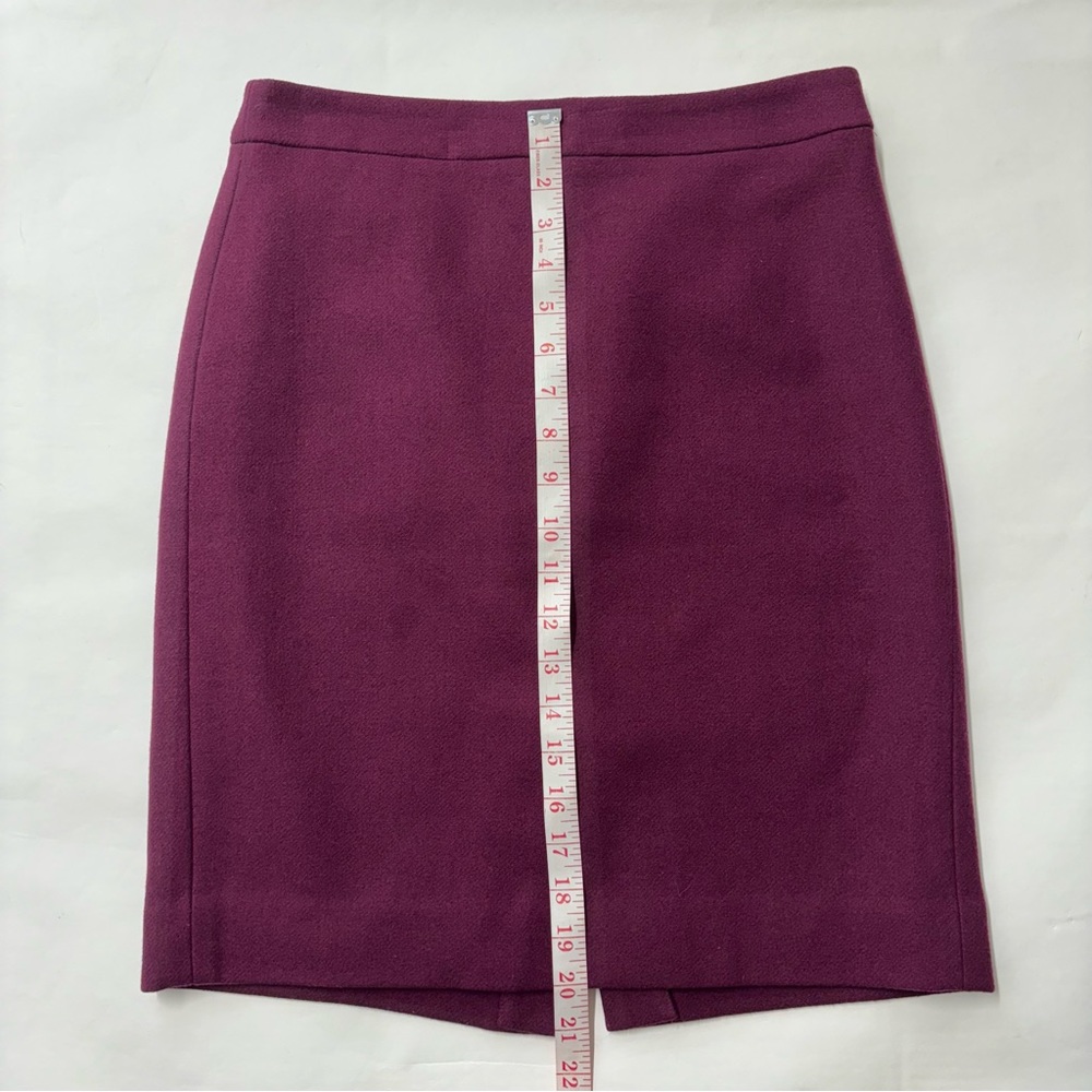 J. Crew Wool Blend The Pencil Skirt Straight Burgundy Wine Red Size 2 - Picture 13 of 17